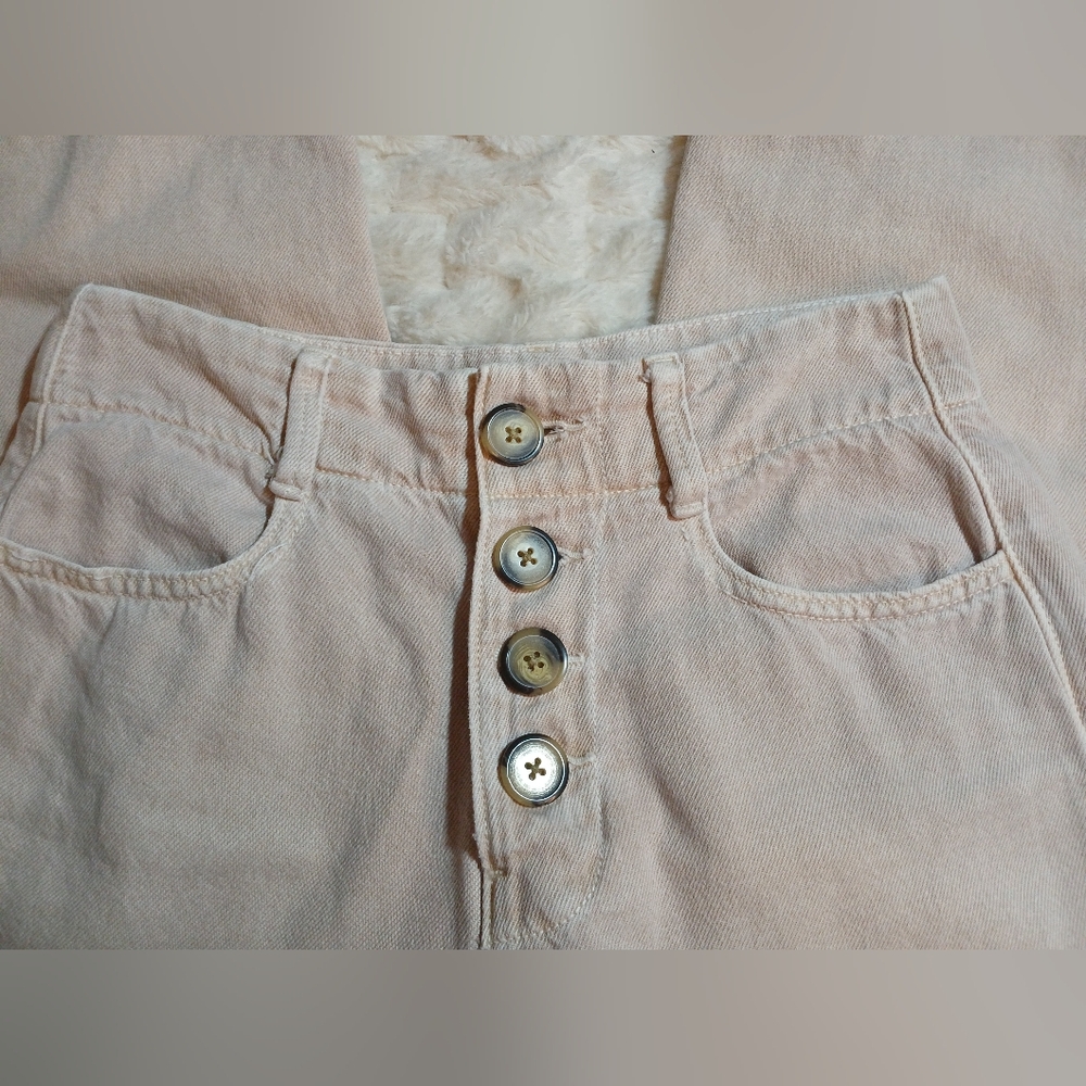 Zara Womens Size 4 Wide Leg Jeans Dusty Pink High Rise Denim Pants - Picture 3 of 9